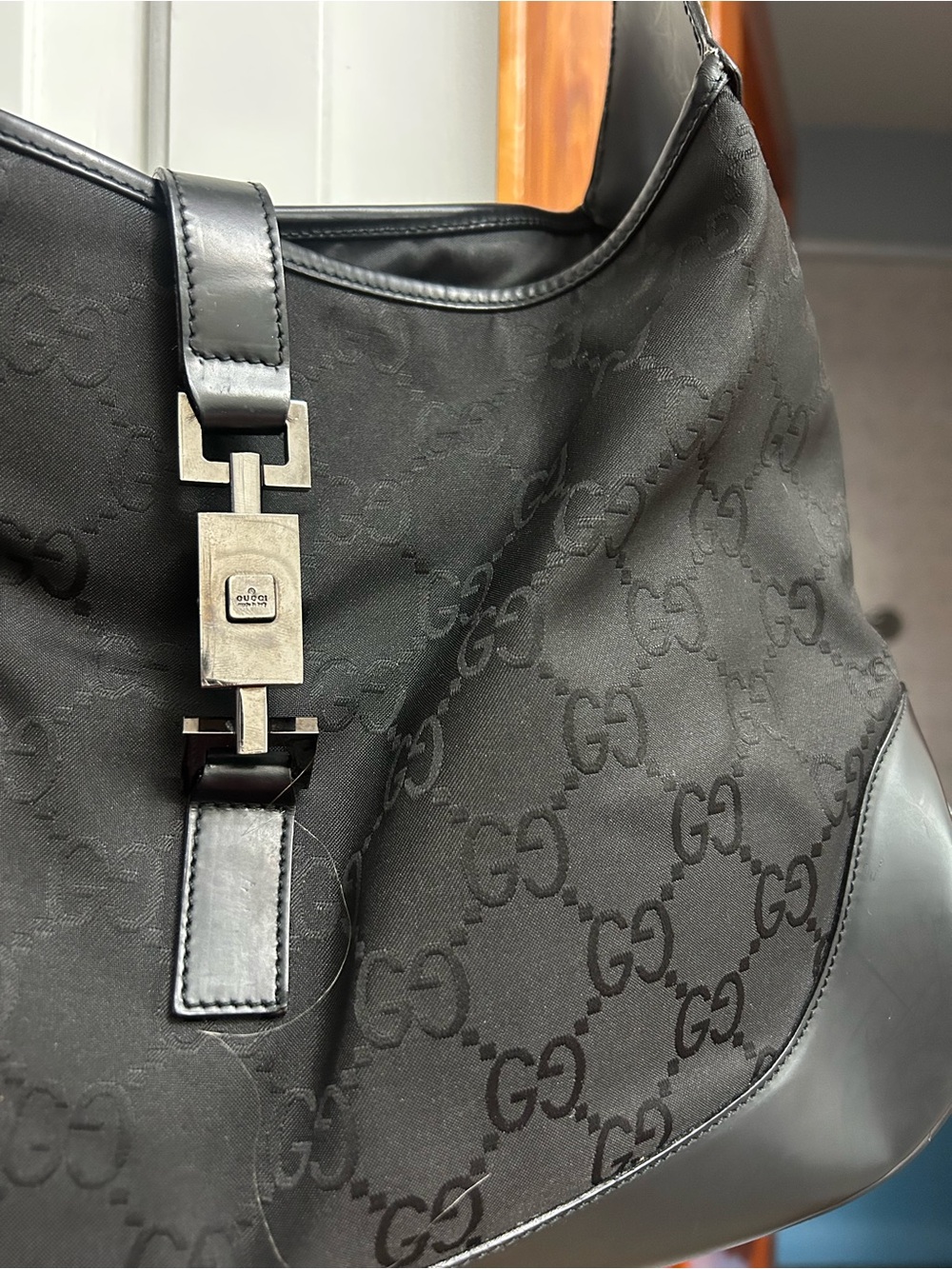 Gucci Black GG Canvas Shoulder Bag with Silver Hardware - Picture 2 of 10
